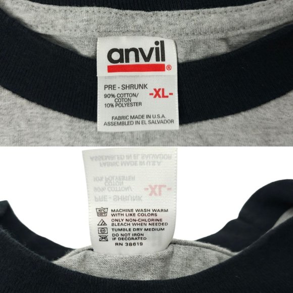 Anvil Valhere Ringer Tee T Shirt Mens XL Crew Neck Gray Black Trim Rock Band - Picture 8 of 16